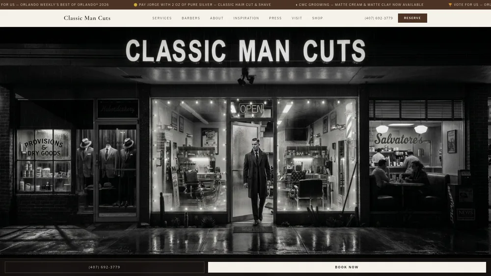 Classic Man Cuts website